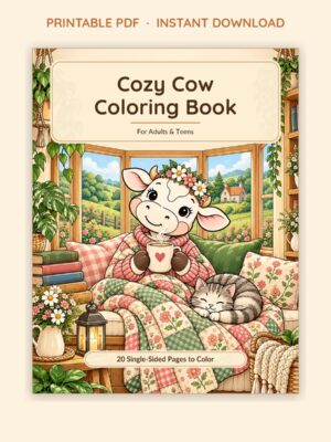 Cozy Cow Coloring Book — 20 Printable Pages (Instant PDF Download)