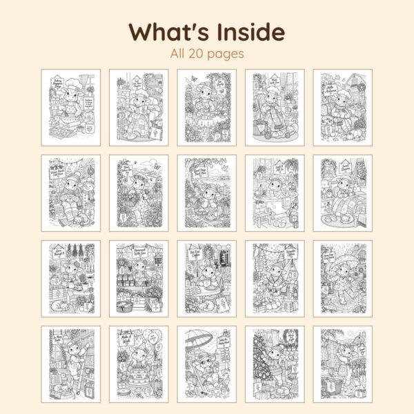 Cozy Cow Coloring Book — 20 Printable Pages (Instant PDF Download)
