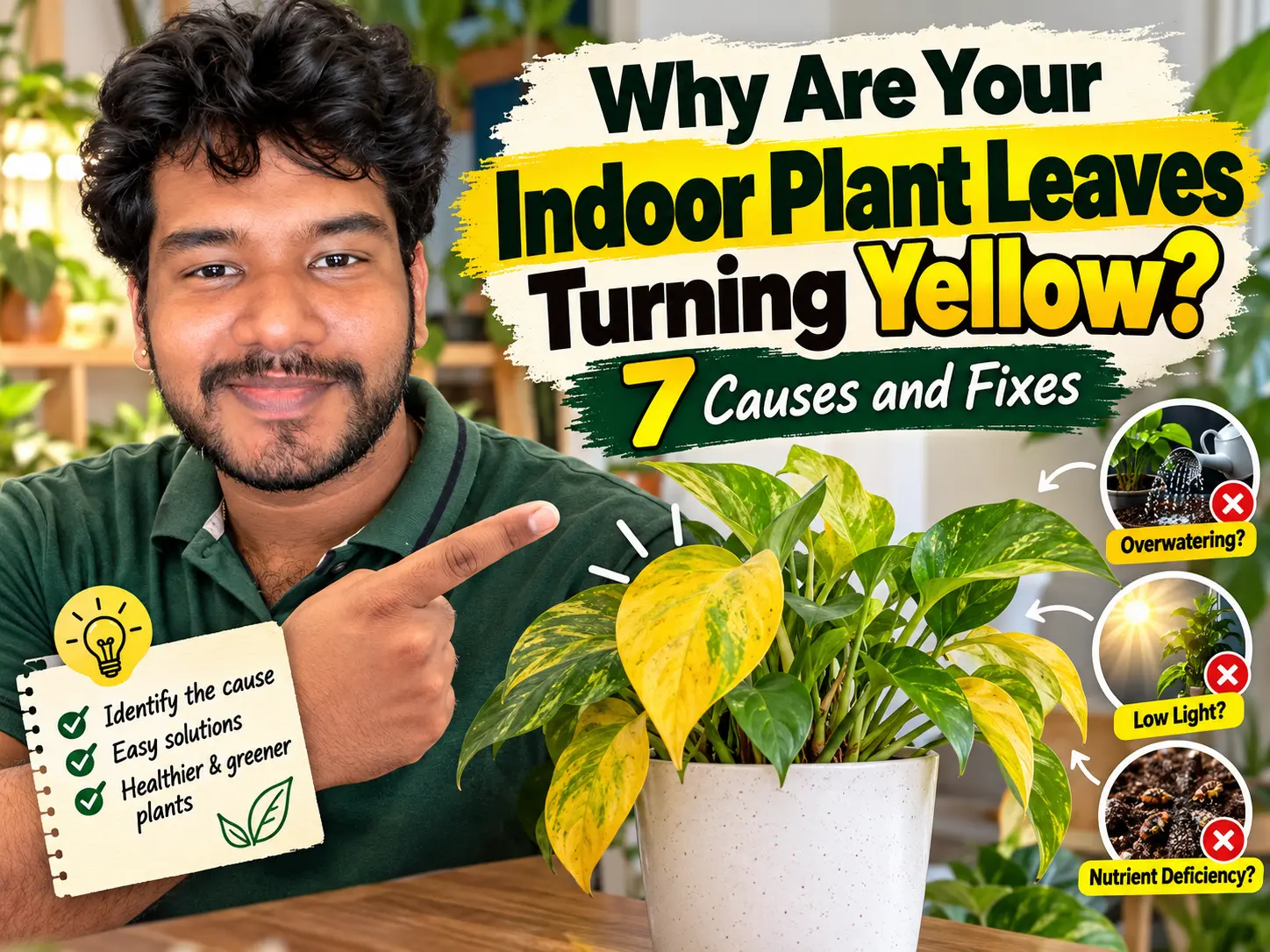 Close-up of an indoor plant leaf turning yellow at the edges